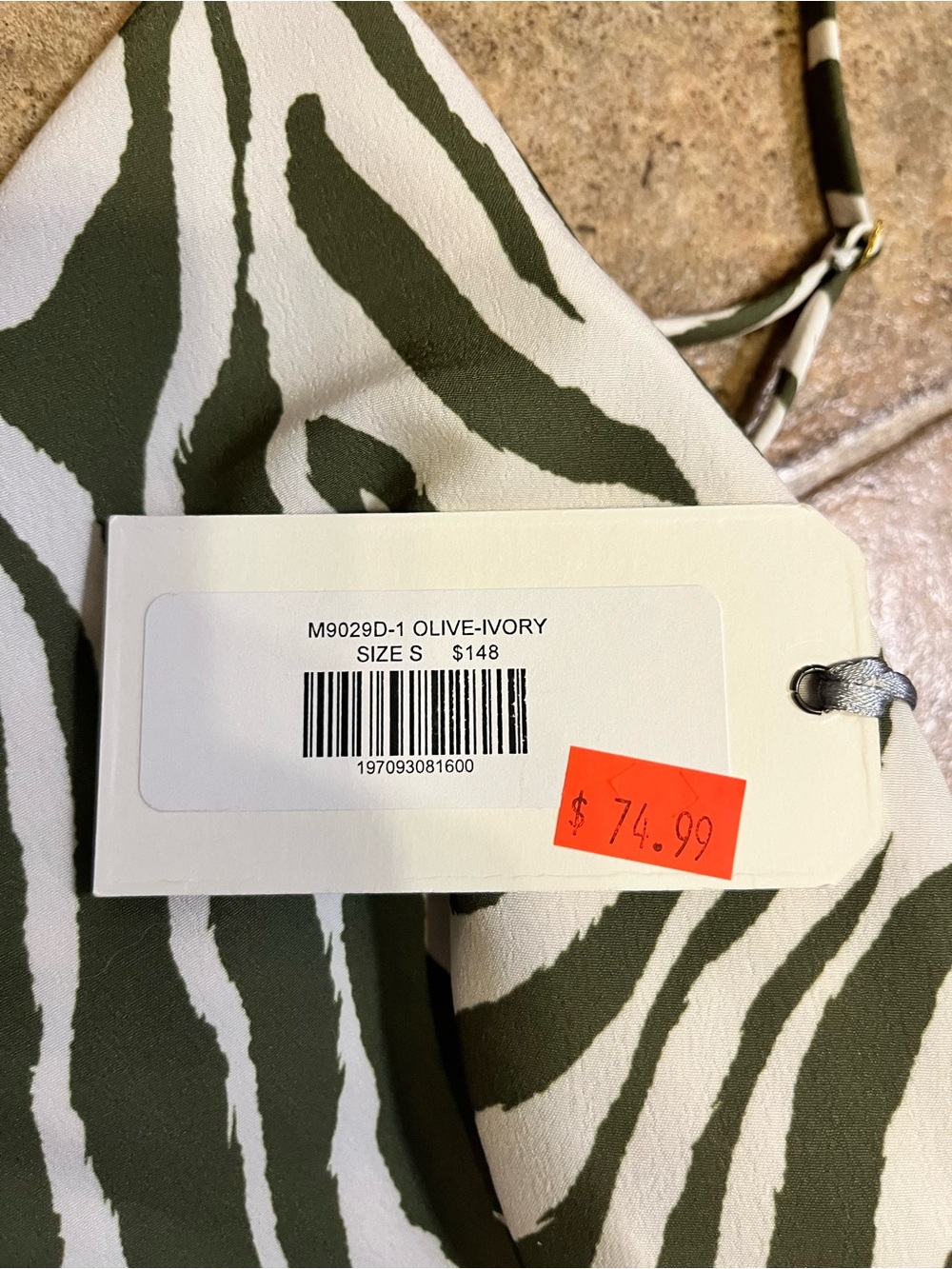 Georgie Olive and White Zebra-Print Maxi Slip Dress with V-Neckline - Picture 4 of 7